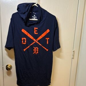 Fanatics Large Men's Navy and Orange Detroit Tigers Hoodie Short Sleeve Shirt